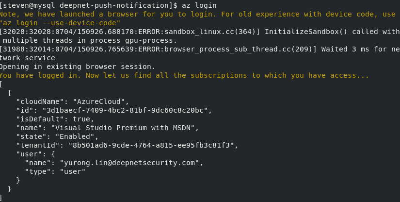 Azure login.