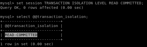 set transaction READ COMMITTED